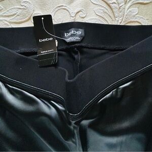 Bebe Black Leggings with Glossy Finish